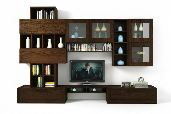 rtv Living room TV wall TV wall unit Living room furniture Living room walls Cabinet Shelf Wood New