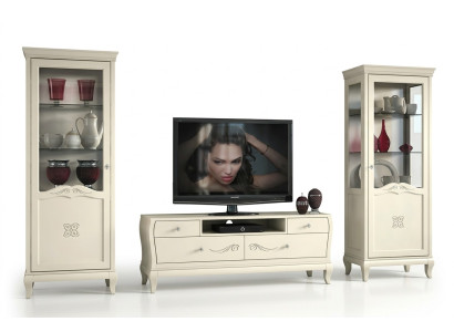 Luxusní sestava RTV Vitrine pro obývací pokoj, moderní dřevěný nábytek, styl skříní, 3 kusy.