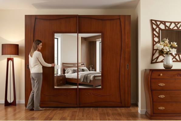 Šatní skříň Skříně Šatna Skříň Luxus Posuvné dveře Design Dřevo Moderní