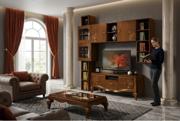 Klasická skupina rtv sestava obývací pokoj Vitrína tv Moderní nábytek Skříň Styl dasojemeření.
