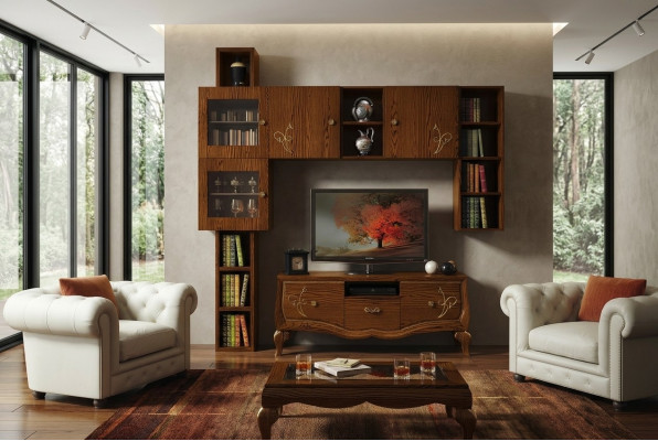 Klasická skupina rtv sestava obývací pokoj Vitrína tv Moderní nábytek Skříň Styl dasojemeření.
