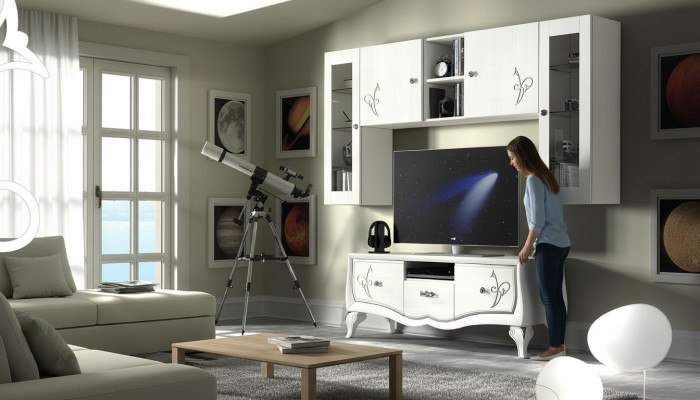 Wohnwand RTV skříň Sideboard skříň TV dřevo Lowboard komoda Design nábytek Nový