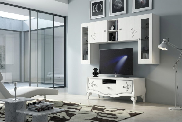 Wohnwand RTV skříň Sideboard skříň TV dřevo Lowboard komoda Design nábytek Nový