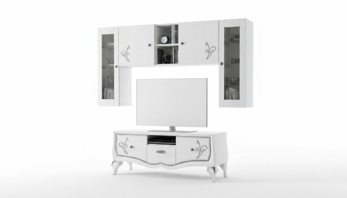 Wohnwand RTV skříň Sideboard skříň TV dřevo Lowboard komoda Design nábytek Nový