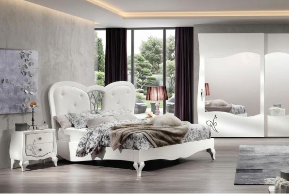 Ložnice postel noční stolek postele dřevo design postelový rám komplet nový set 3ks.