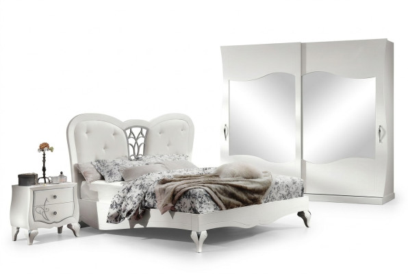 Ložnice postel noční stolek postele dřevo design postelový rám komplet nový set 3ks.