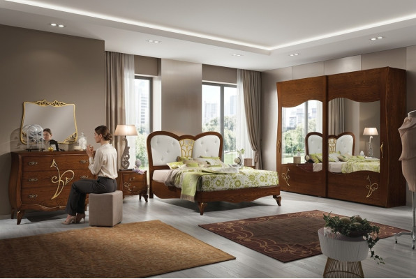 Ložnice postel noční stolek šatní skříň komoda zrcadlo nový luxusní set 6 kusů