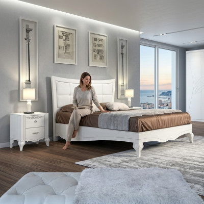 Postel manželská postel postele polštáře dřevo designérský manželský rámování Bílá postele