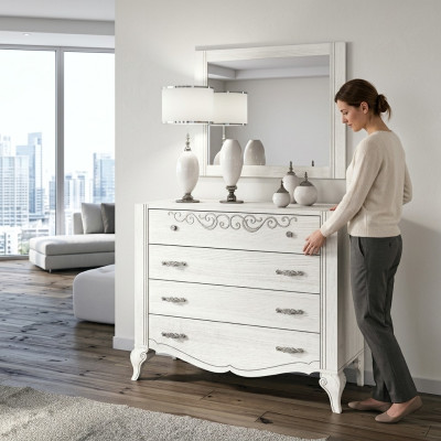 Luxus Set 2 kusy. Komoda zrcadlo skupiny drevo konzola komody skříň Moderní Nový