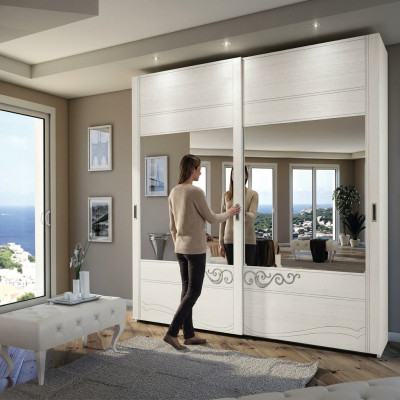 Šatní skříň Skříň Regál Úložný prostor Šatník Moderní Zrcadlo Dřevo Design