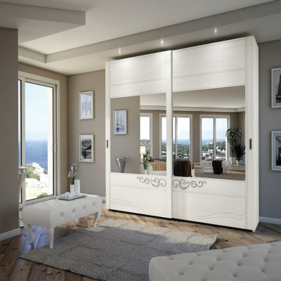 Šatní skříň Skříň Regál Úložný prostor Šatník Moderní Zrcadlo Dřevo Design