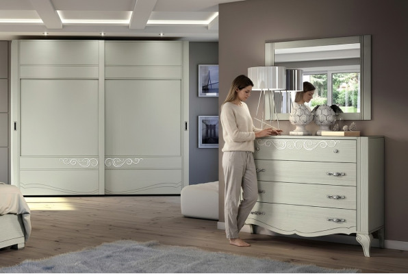 Kommode Spiegel Schrank Kommoden Regal Konsole Möbel Holzschrank Italy Set 2tlg.