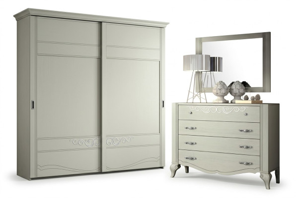 Kommode Spiegel Schrank Kommoden Regal Konsole Möbel Holzschrank Italy Set 2tlg.