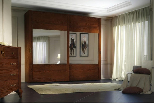 Skříň šatní skříň regál úložná garderoba moderní zrcadlo dřevo design.