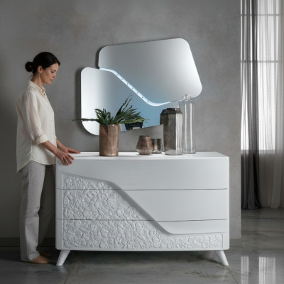 Luxus set 2 kusy komody zrcadlo komody drevo konzola moderni design bílý nový