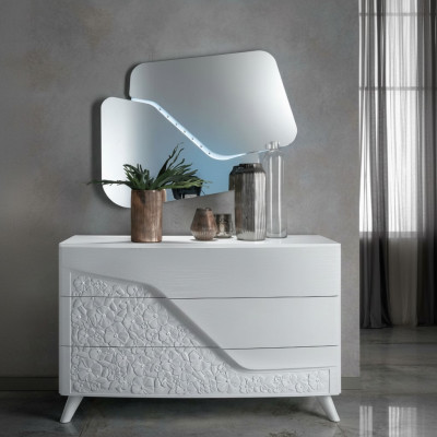 Luxus set 2 kusy komody zrcadlo komody drevo konzola moderni design bílý nový
