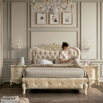 Luxus Chesterfield postel Postele Polštářová postel Dvojitá Italská ložnice Nový