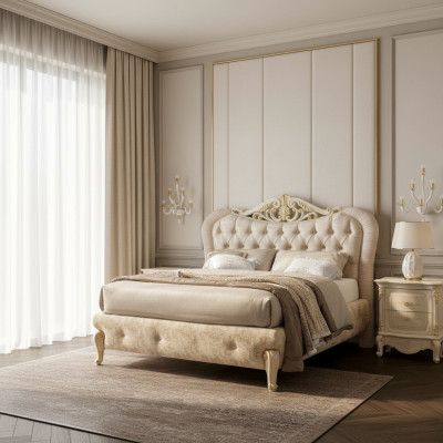 Luxus Chesterfield postel Postele Polštářová postel Dvojitá Italská ložnice Nový