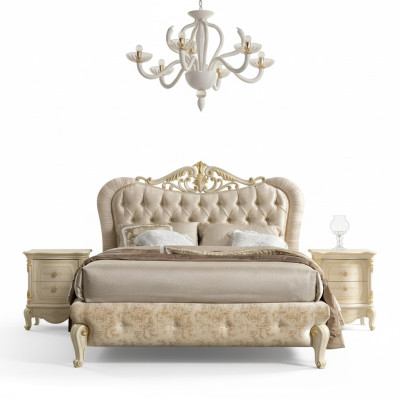 Luxus Chesterfield postel Postele Polštářová postel Dvojitá Italská ložnice Nový