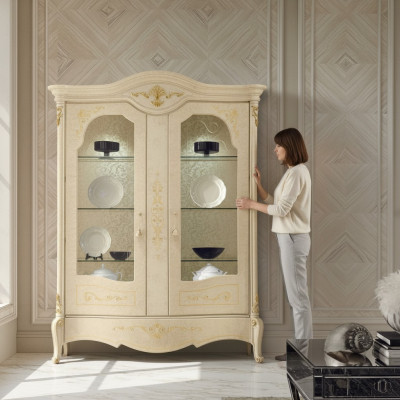 Vitrina Italské luxusní nábytek Vitríny Skříň s komodou Sklo Design Skříň