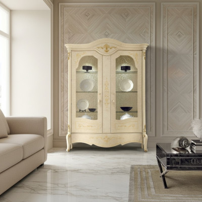 Vitrina Italské luxusní nábytek Vitríny Skříň s komodou Sklo Design Skříň