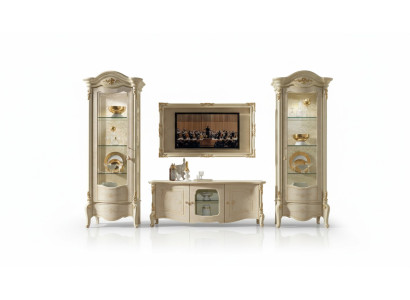 Klassische Vitrine Vitrinen Luxus Schrank Holz Italienische Stil Möbel Glas Neu