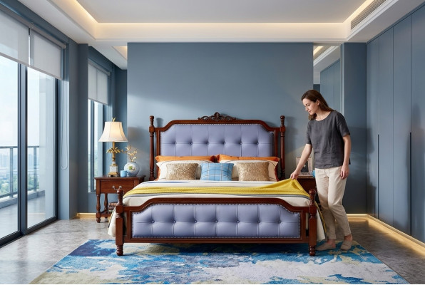 Schlafzimmer Bett Nachttisch Betten Garnitur Holz Bettrahmen Set 3tlg.