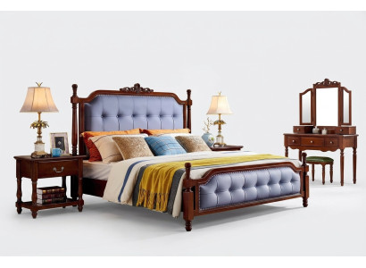 Postel Luxus ložnice manželská postel dřevo čalouněný postel Chesterfield