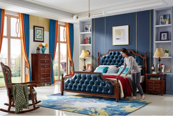 Schlafzimmer Set Design Bett 2x Nachttische klassisch Luxus 3 tlg.
