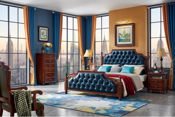 Schlafzimmer Set Design Bett 2x Nachttische klassisch Luxus 3 tlg.