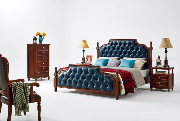 Schlafzimmer Set Design Bett 2x Nachttische klassisch Luxus 3 tlg.
