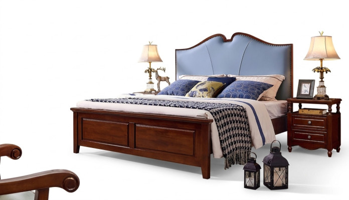 Doppelbett Luxus Schlafzimmer Holz Bett Polster Bettrahmen Möbel