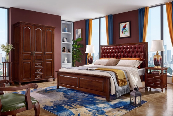 Bett 2x Nachttische Kleiderschrank Schlafzimmer Möbel Design 4tlg.
