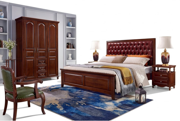 Bett 2x Nachttische Kleiderschrank Schlafzimmer Möbel Design 4tlg.