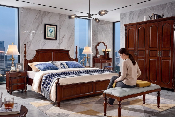 Design Schlafzimmer 3tlg. Bett 2x Nachttische Klassischer Betten Set
