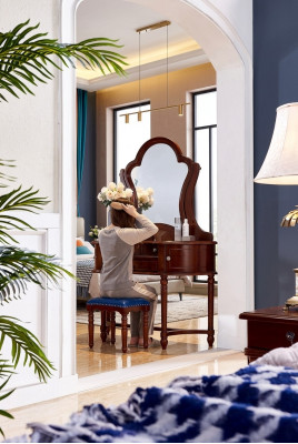 Klassisch Möbel Massivholz 2tlg Luxus Schminktisch Hocker Schlafzimmer