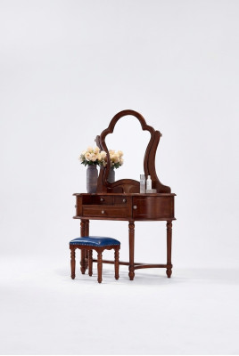 Klassisch Möbel Massivholz 2tlg Luxus Schminktisch Hocker Schlafzimmer
