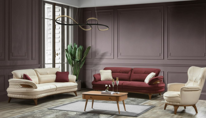 Gruppe Sofagarnitur 3+3+1 Sitzer Luxus Sofa Sessel Sofas Stoff Set