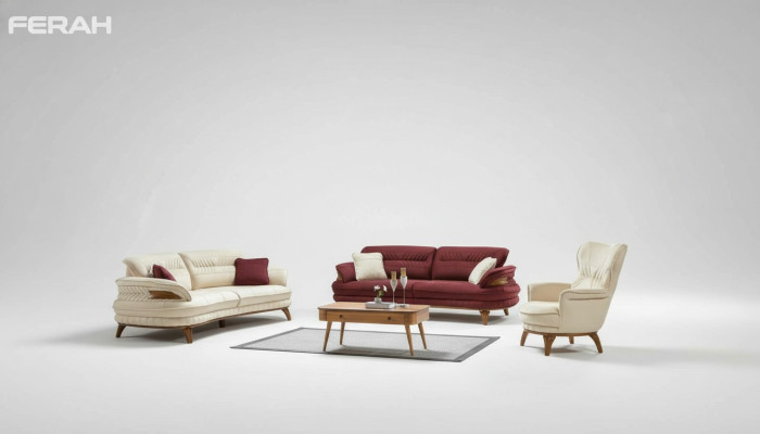Gruppe Sofagarnitur 3+3+1 Sitzer Luxus Sofa Sessel Sofas Stoff Set