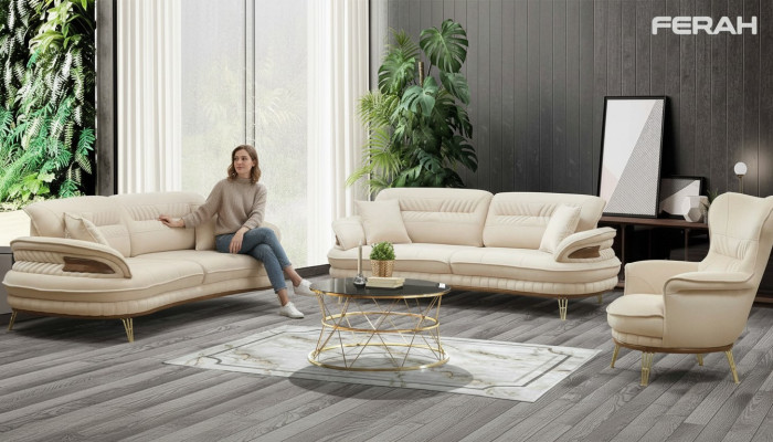 Luxus Sofagarnitur 3+3+1 Sitzer Dreisitzer Sofa Sofas Sessel Design