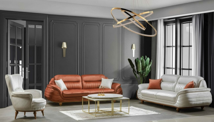 Garnitur Sofas Sessel Sofagarnitur 3+3+1 Sitzer Luxus Stoff Wohnzimmer