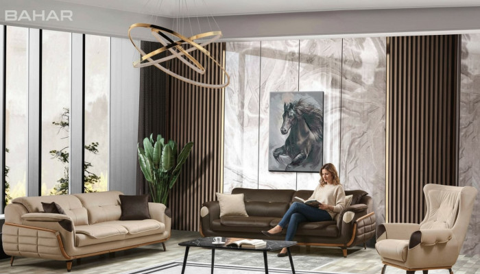 Sofagarnitur 3+3 Sitzer Sofa Sessel Sofas Relax Luxus Set Wohnzimmer