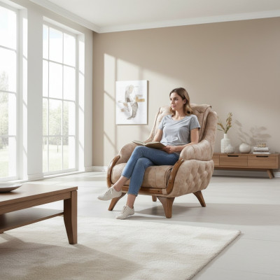 Sessel Sitz Klassisch Design Wohnzimmer Polster Einsitzer Leder Stil