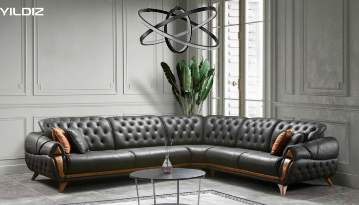 Wohnzimmer Leder Schwarz Sofa Sofas L-Form Sitz Farbe Ecksofa Couch