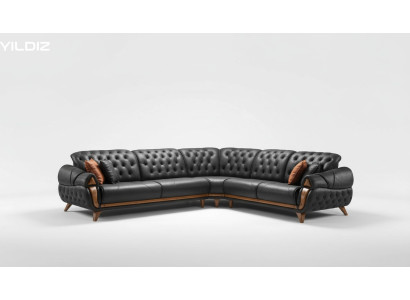 Wohnzimmer Leder Schwarz Sofa Sofas L-Form Sitz Farbe Ecksofa Couch