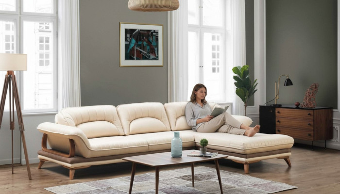 Wohnzimmer Textil L-Form Sofas Weiß Ecksofa Polstermöbel Eckgarnitur