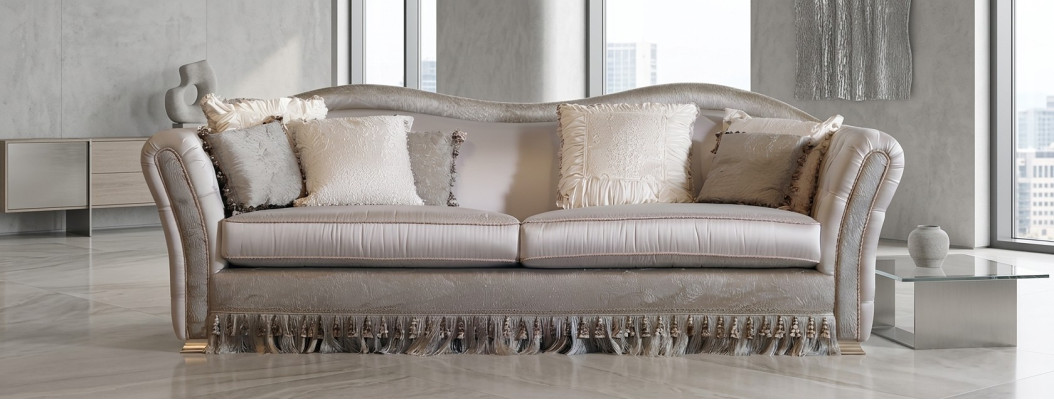 Chesterfield Klassischer Dreisitzer Sofa Wohnlandschaft Textilsofa 3 Sitz Neu