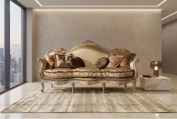 Textil Sofa Couch Polster Sofa 3 Sitzer Couchen Sofas Art déco Dreisitzer Neu