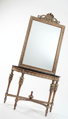 Möbel Stil Barock Konsolentisch Spiegel Holz Italienische Tische Konsolen 2tlg.