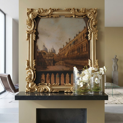 Spiegel mit geschnitztem Rahmen Gold Barock Rokoko Italienische Wandspiegel Neu